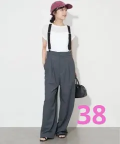 SLOBE IENA/サスペンダー付きワイドパンツ グレー - メルカリ