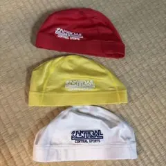 ザバス　セントラルスポーツ　水泳帽 3個セット 赤 黄 白