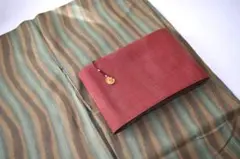 リバーシブル半幅帯 格子ウール×無地感紬