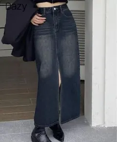 デニム　スリット　スカート　ロング