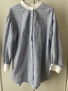 アーバンリサーチ　ストライプシャツ　バンドカラーシャツ