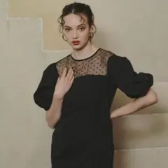 LEJA ビジューストーンボレロベロアスリット ラインドレスワンピース