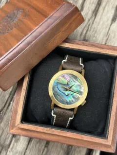 希少】SAAD サード トノー型 レザー 腕時計 パウアシェル文字盤