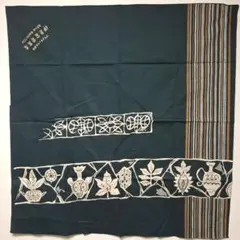 昭和レトロな風呂敷「植木 鉢 陶器 縞模様 紺色」1枚　古布　木綿　リメイク素材