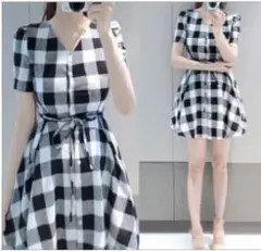 今だけ価格★チェック柄　ゆったり　ワンピース　【M】