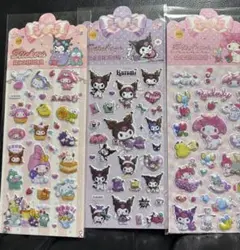 サンリオぷくぷくシール3枚セット マイメロ クロミ シナモン キティ プリン