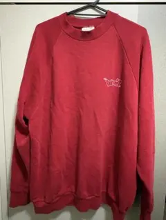 赤 ロゴ刺繍 ラグランスリーブ スウェット