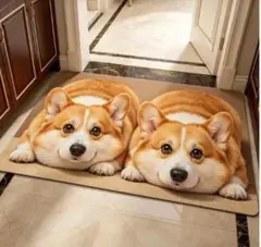 コーギー マット 玄関マット 室内 ラグ 犬 アニマル