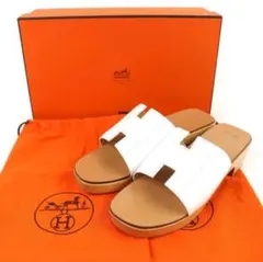 極美品】HERMES サンダル エズ 38 ホワイト コルクソール - メルカリ
