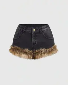 デニム　ショートパンツ　ファー