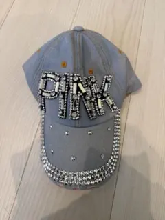 ストーン付きPINKキャップ グレー