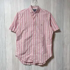 ラルフローレン　半袖シャツ　ストライプ　ピンク　Sサイズ　E1
