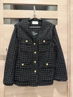 フレイアイディー　2023年　2wayツイードジャケット　ジレ　ベスト　黒　M