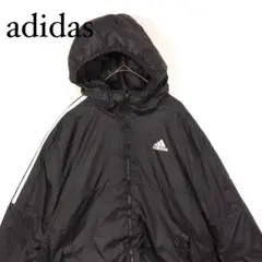 訳ありadidasフード付きナイロンジャケット ブラック パテッドジャケット　M