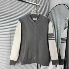 THOM BROWNEグレー/ホワイト ジップアップジャンパーユニセックス 2