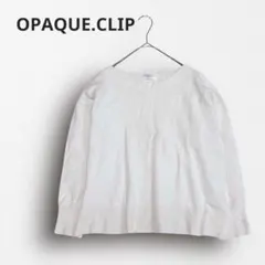 R3571【オペークドットクリップ】クルーネック長袖ニット シンプル 白 M