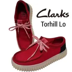 新品同 Clarks クラークス Torhill Lo レッドコンビ キャンバス
