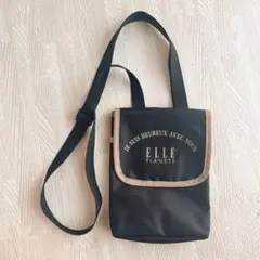 ELLE PLANETE 黒 ショルダーバッグ ミニバッグ サコッシュ スマホ