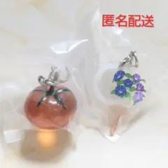 彩り変わった 涼を感じる めじるしアクセサリー　水うちわ 朝顔　とまと　2点