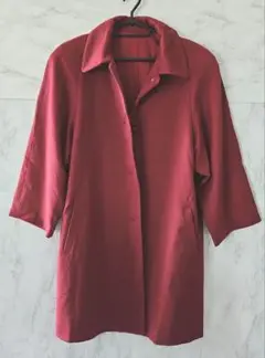 【美品】カシミヤ100%　ロングコート　サイズF　ボルドー色