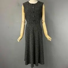 日本製 agnes b. アニエスベー ノースリーブ ワンピース 花柄 黒