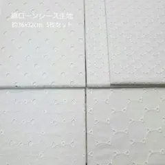 日本製　綿ローンレース生地　はぎれ　5枚セット