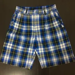 イアンポールター チェック柄ハーフパンツ ブルー 30