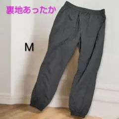 Mサイズ 黒 カーゴパンツ ウエストゴム 裏起毛 裏地あったか パラシュート