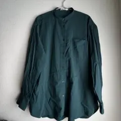 CRAFT STANDARD BOUTIQUEノーカラーシャツ グリーンゆったり