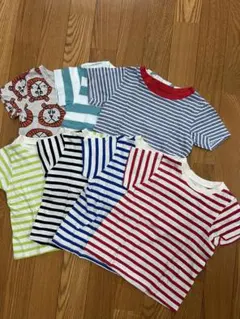 西松屋ユニクロ　柄ボーダーTシャツ7枚セット