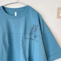 新品 ルピリアン 半袖Tシャツ ポケット猫 cat ゆったり/ブルーのサムネイル