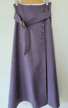 ナチュラルビューティーベーシックツイード フレアスカート Mサイズ　パープル