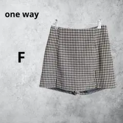 美品 one wayツイード調 キュロットパンツ グレー系 千鳥柄風 フレア F