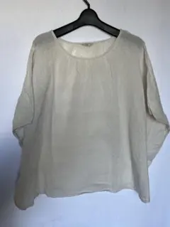 Samansa Mos2 綿麻 ギャザーブラウス プルオーバー