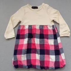puppet house 七分袖 チェック柄ワンピース 95cm