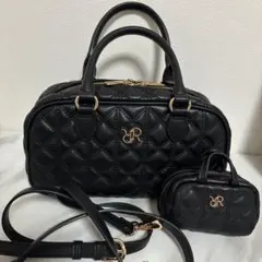 RANDA ランダ　2WAY ミニバッグチャームショルダーバッグ　黒　ボストン