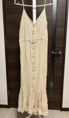 ベージュ キャミワンピース ロング丈