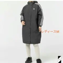 adidas 黒 ベンチコート フード付き レディースベンチコートM
