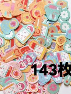 新作【f232】レトロ143枚★ハンドメイドフレークシール型抜きシール交換