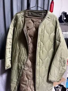 オリーブグリーン キルティングロングジャケット