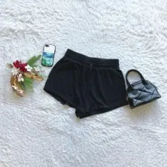 ギャップ ショートパンツ スウェット 黒 S ルームウェア 部屋着 ウエストゴム