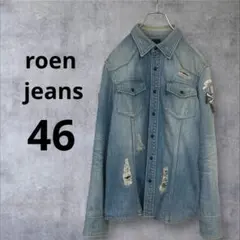 roen jeans ロエン スカル ダメージ加工 デニムシャツ 46のサムネイル