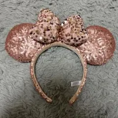 ピンク スパンコール ミッキー耳カチューシャ