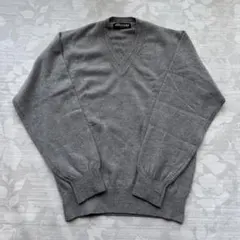 う*ゅ様 最高級 ミズノ カシミヤ100% Vネック セーター グレー メンズのサムネイル