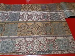 名古屋帯 花柄 幾何学模様