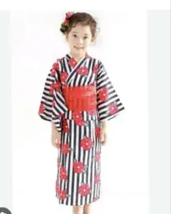 【Bee】子供用 ゆかた　赤花　140