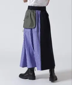 訳あり新品 リズレー RISLEY ロングスカート ブルー ネイビー ストライプのサムネイル