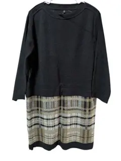 チェック柄ジャカードチュニックワンピース　ブラック