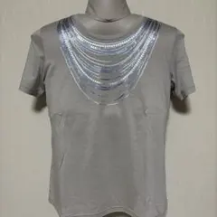 ビーズ装飾 グレー 半袖Tシャツのサムネイル