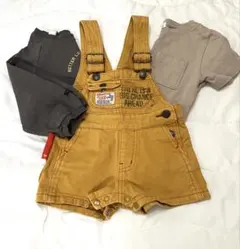男の子 ベビー服 90cm オーバーオール・Tシャツ・トレーナーセット